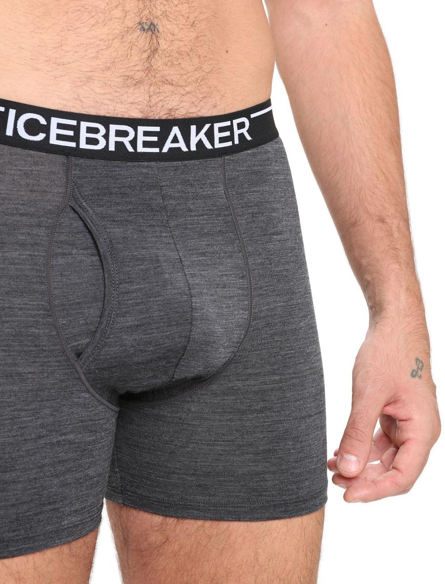 Sous Vêtement Icebreaker Merino Anatomica Boxers With Fly Homme Noir Grise | FR 1308ILHS